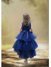 Lace Tulle High Low Flower Girl Dress With Beaded Sash